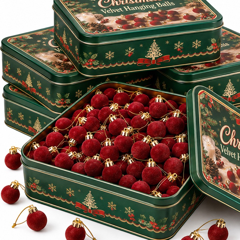 Home Decor Indonesia - Bolas de Natal de veludo vermelho