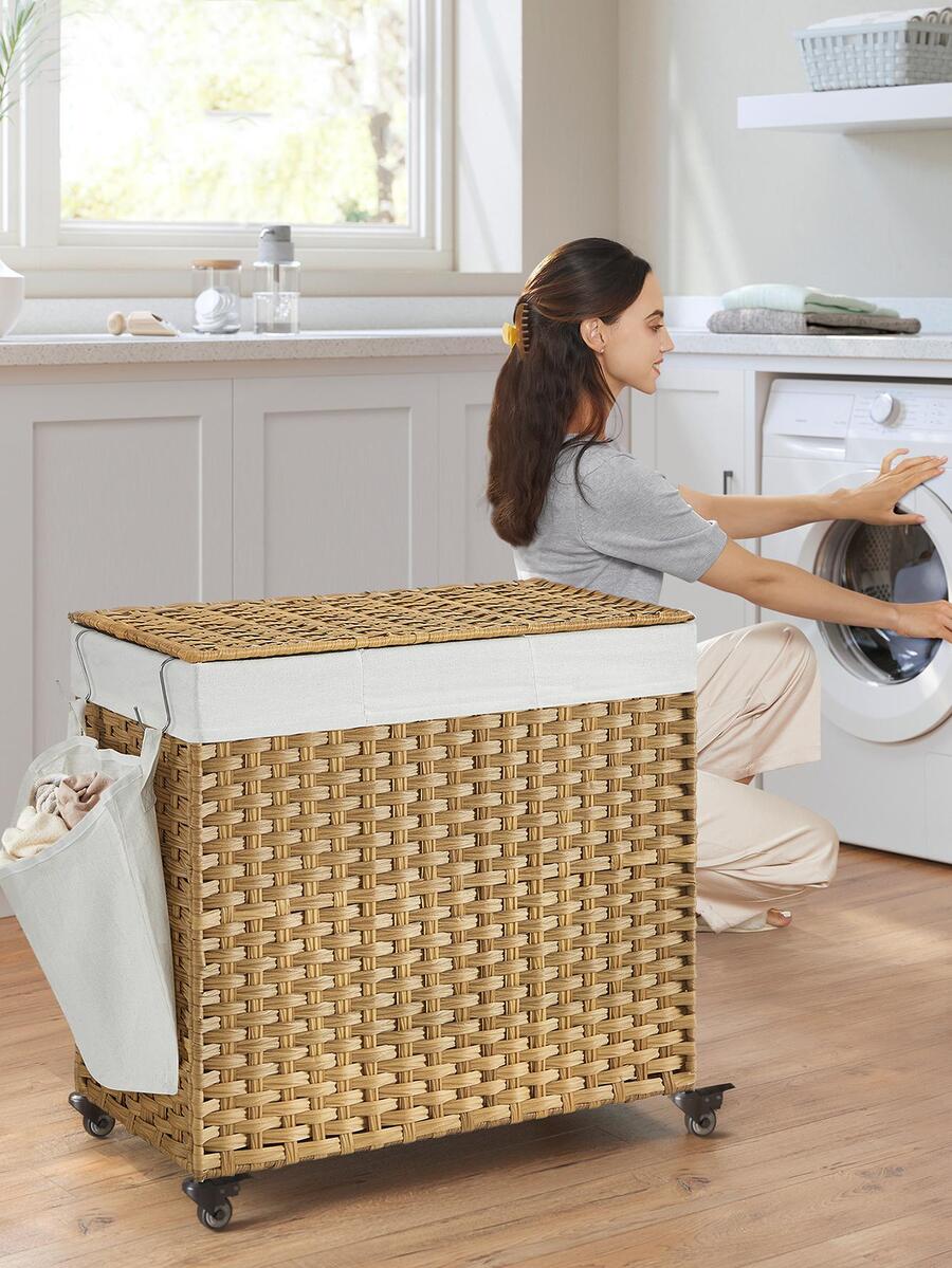 Rattan Plant Basket - Cesto de roupa suja com tampa,