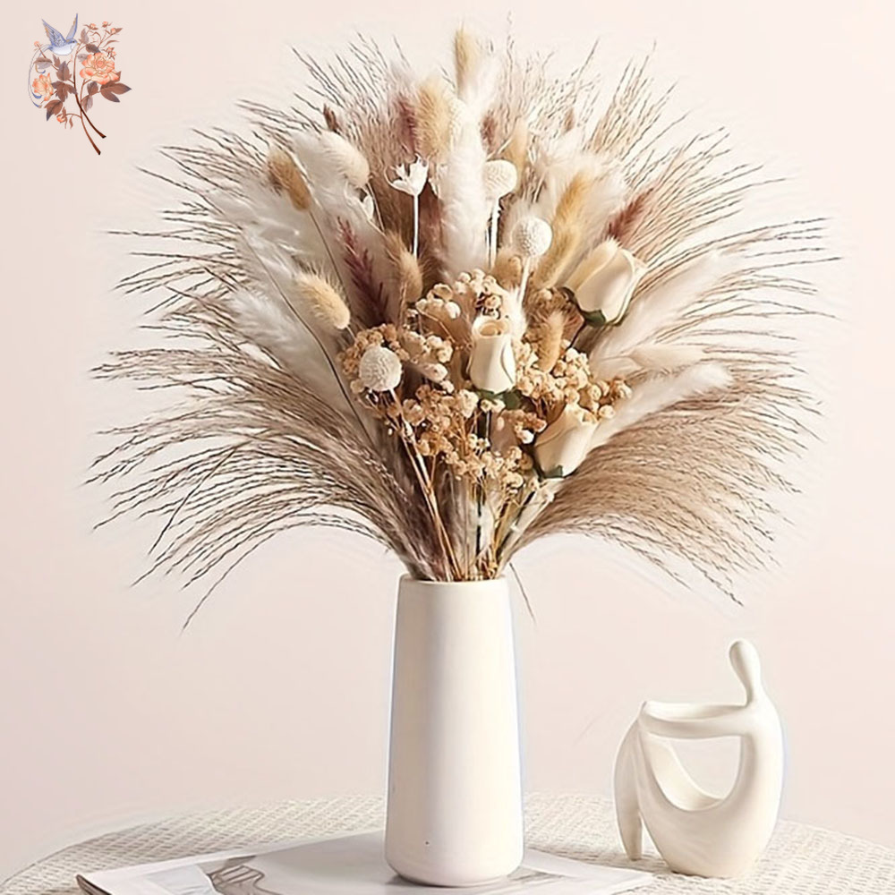 Pampas Grass Decor - 80 Peças de Flores Artificiais Secas