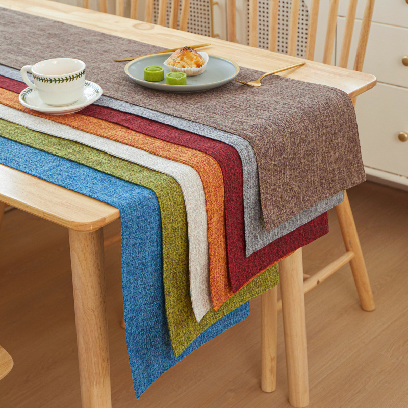 Novo linho grosso cor sólida l - Linen Table Runner avaliação e preço