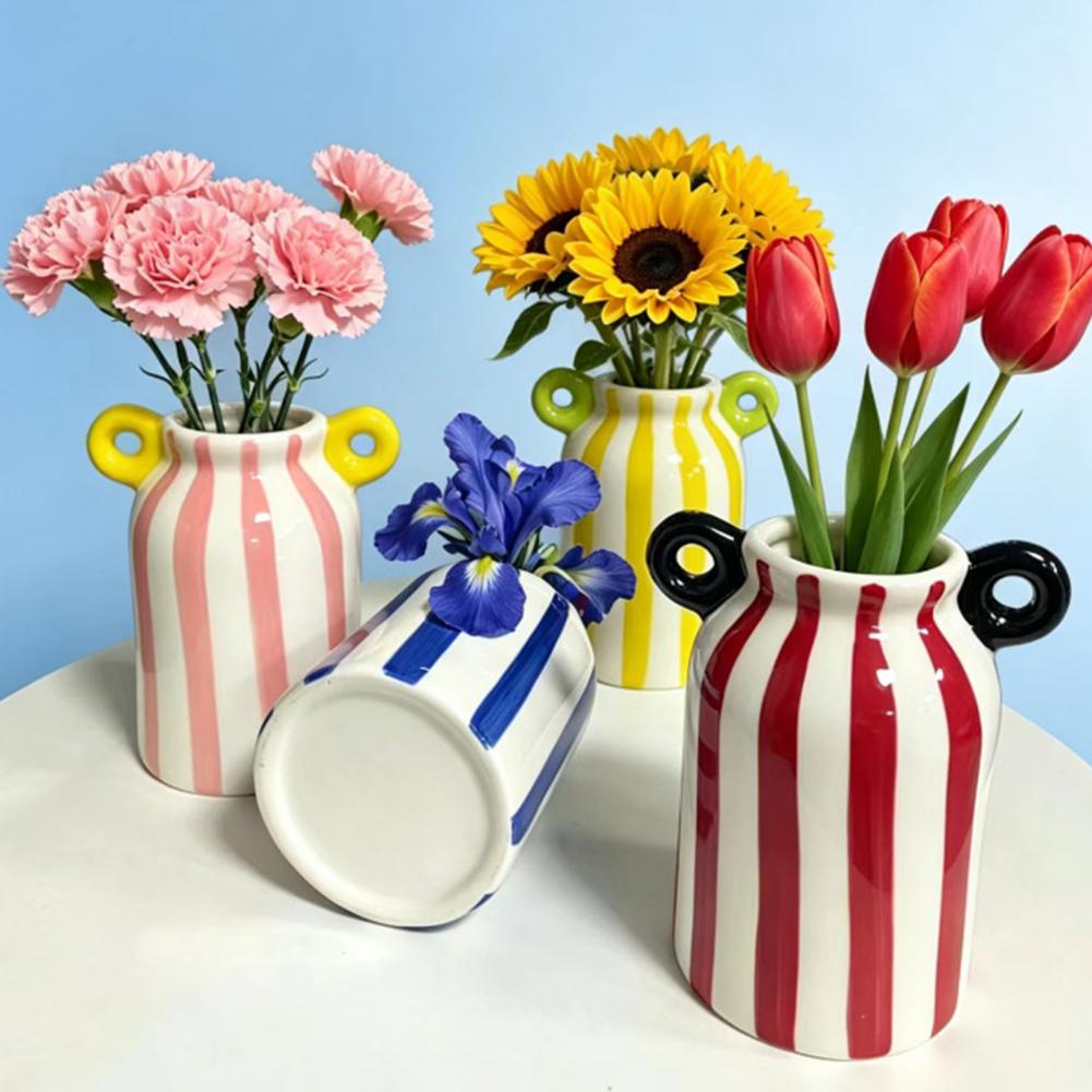 Vaso de Cerâmica Listrado com  - Pampas Grass Decor avaliação e preço